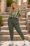 1012-1-χακι παντελόνι βισκόζης plus size