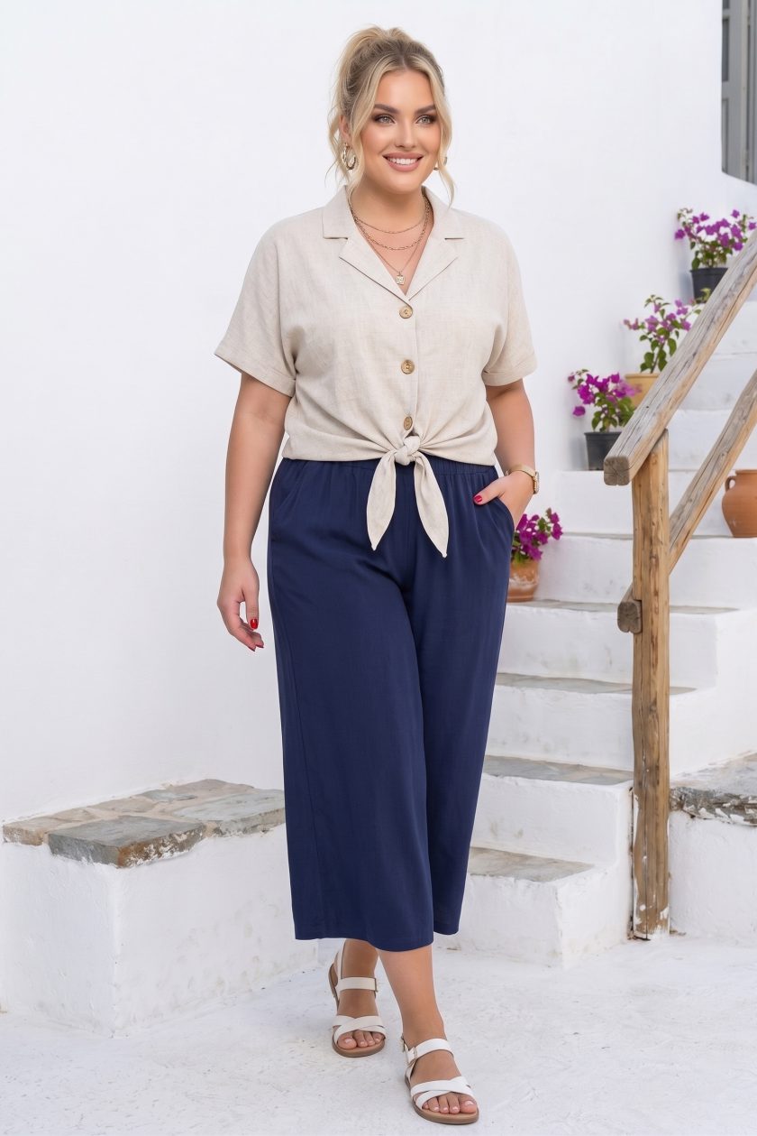 Γυναικείο Ζιπ βισκοζ με τσέπες Mπλε  Viscose Plus Size