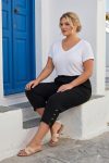 Γυναικείο Viscose Capri Culotte Παντελόνι Μαύρο με τσέπες και Κουμπιά Διακοσμητικά Viscose Plus Size