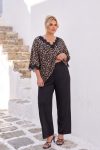 Plus Size Leopard Set: Oversized Τουνίκ με Δαντέλα & Loose Παντελόνα