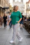 Γυναικεία Βαμβακερή Μπλούζα Πράσινη με Κεντητό Λουλούδι – Plus Size