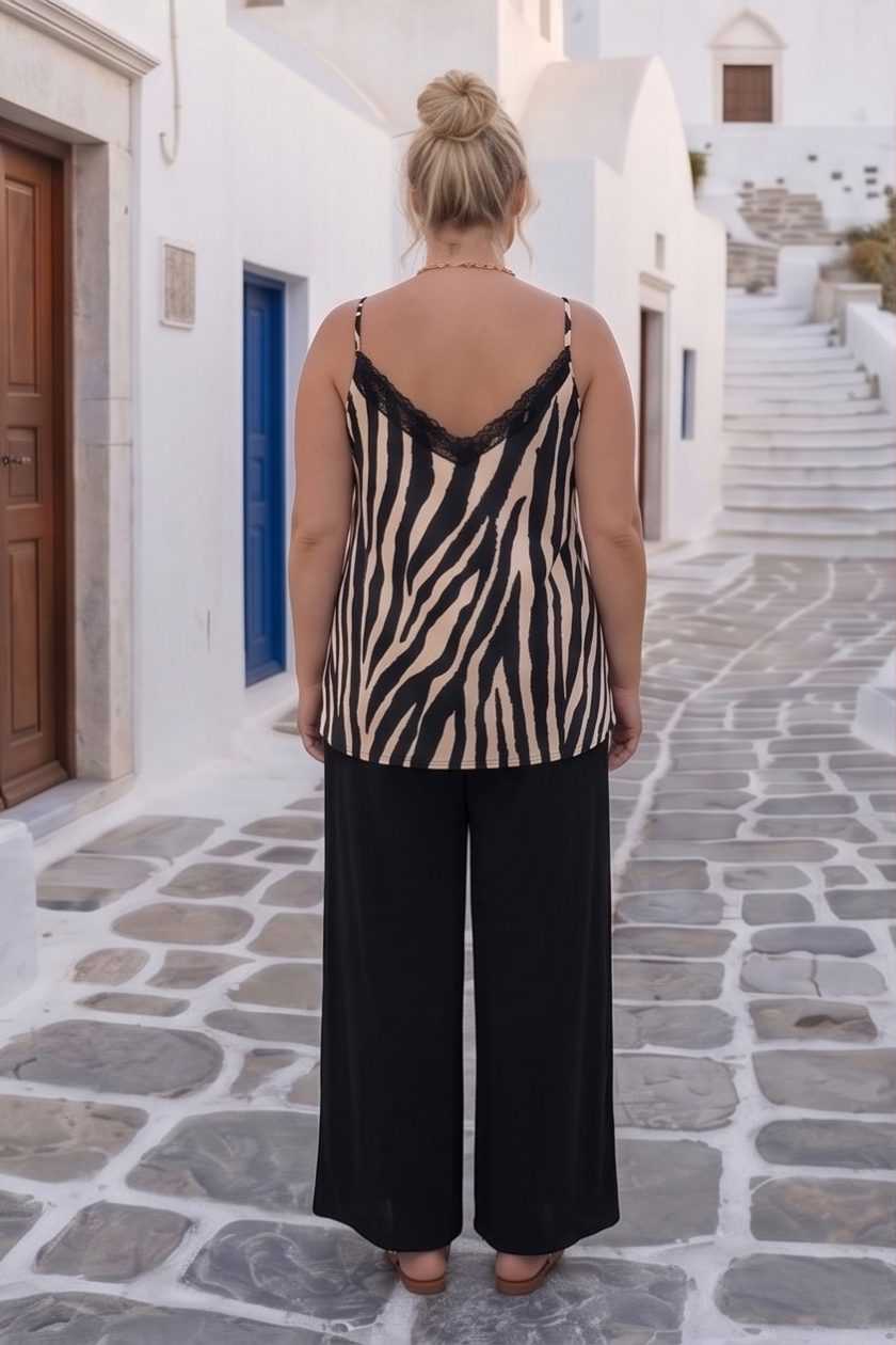 Zebra print τοπ με τιράντα plus size