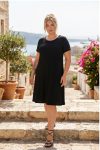 Casual Chic Μαύρο Φόρεμα από Βισκόζη με Κοντό Μανίκι