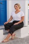 Γυναικείο Plus Size Capri Παντελόνα jersey Μαύρο με διακοσμητικό φιόγκο Πλάι Plus Size