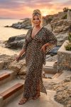 Γυναικείο Maxi Leopard Φόρεμα με Αέρινα Μανίκια – Plus Size