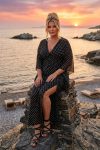 Maxi Καφτάνι Φόρεμα Μαύρο με Λευκό Πουά – Plus Size ΚΑΛΟΚΑΙΡΙΝΟ