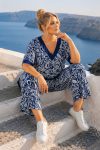 Γυναικείο Καλοκαιρινό Plus Size Σετ Navy Boho Floral με Λευκό Print
