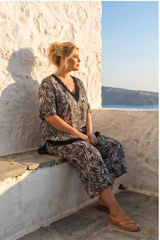 Γυναικείο Καλοκαιρινό Plus Size Σετ Black & White Zevra